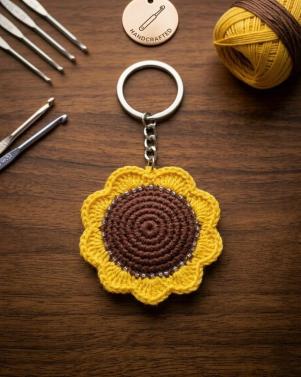 Handcrafted Crochet Sunflower Keychain