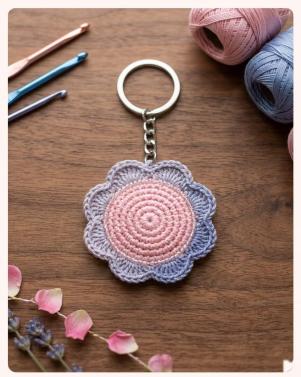 Handcrafted Crochet Sunflower Keychain