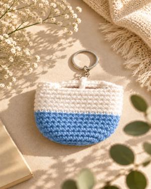Handcrafted Crochet Mini Basket Keychain