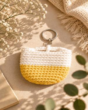 Handcrafted Crochet Mini Basket Keychain