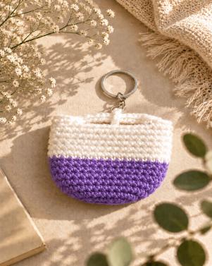 Handcrafted Crochet Mini Basket Keychain