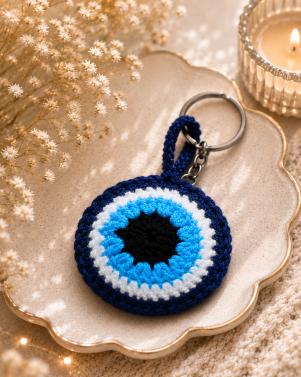Handcrafted Crochet Evil Eye Keychain