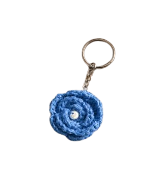 Handcrafted Crochet Rose Keychain