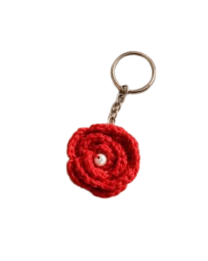 Handcrafted Crochet Rose Keychain