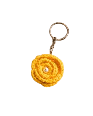 Handcrafted Crochet Rose Keychain