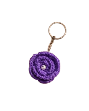 Handcrafted Crochet Rose Keychain