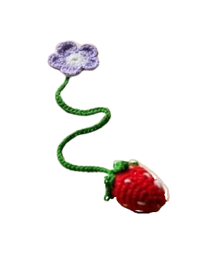 Handmade Crochet Strawberry Bookmark